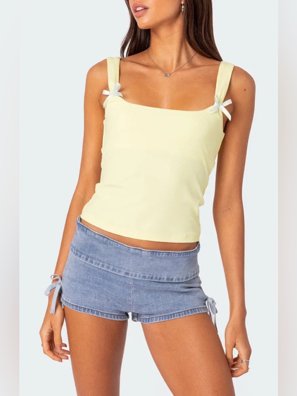 NWOT Edikted Lola Ribbed Tank Top - Butter Yellow - M
